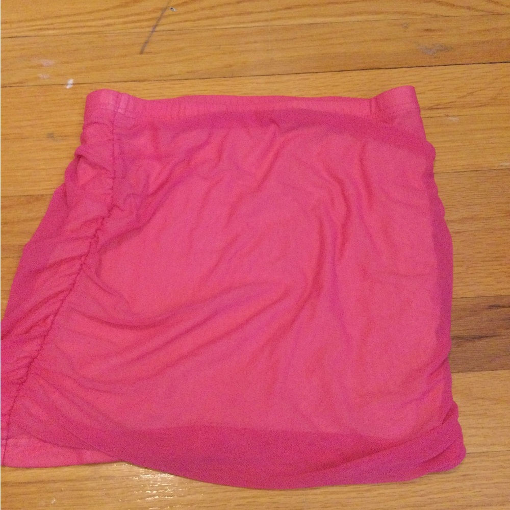 Pink Stretch Ruched Mini Skirt - Picture 2 of 2